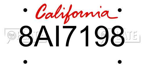 8AI7198 California License Plate