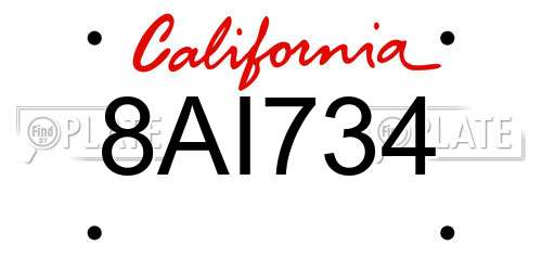 8AI734 California License Plate