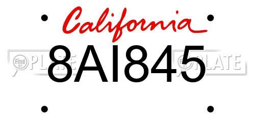 8AI845 California License Plate