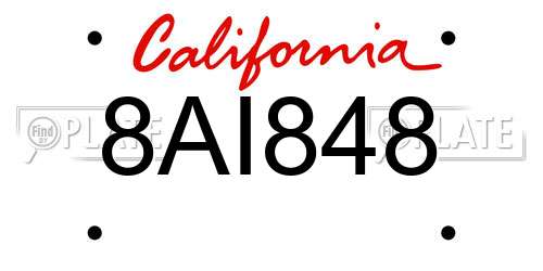 8AI848 California License Plate