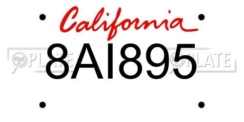 8AI895 California License Plate