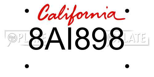 8AI898 California License Plate