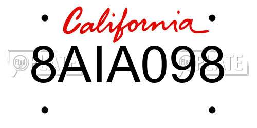 8AIA098 California License Plate