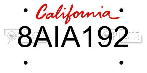 8AIA192 California License Plate