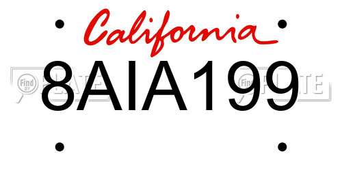 8AIA199 California License Plate