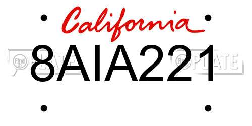 8AIA221 California License Plate