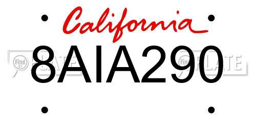 8AIA290 California License Plate