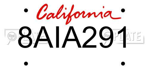 8AIA291 California License Plate