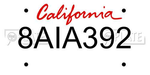 8AIA392 California License Plate