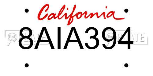 8AIA394 California License Plate