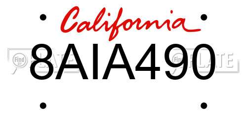 8AIA490 California License Plate