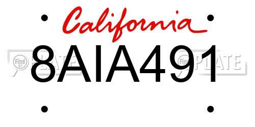 8AIA491 California License Plate