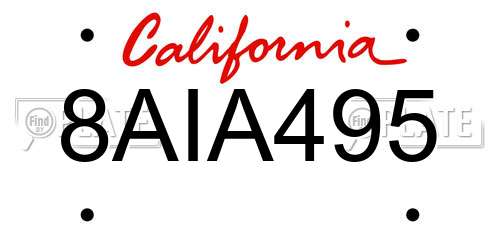 8AIA495 California License Plate