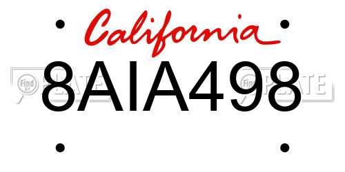 8AIA498 California License Plate