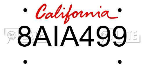 8AIA499 California License Plate