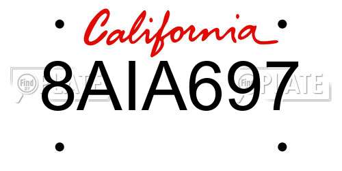 8AIA697 California License Plate