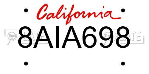 8AIA698 California License Plate