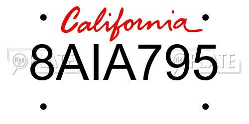 8AIA795 California License Plate
