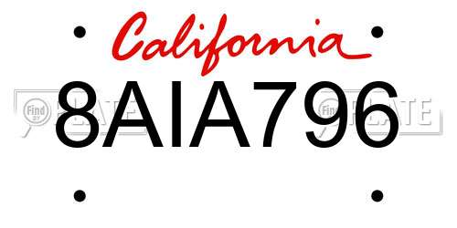 8AIA796 California License Plate