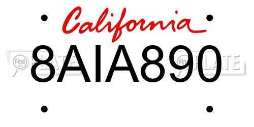 8AIA890 California License Plate