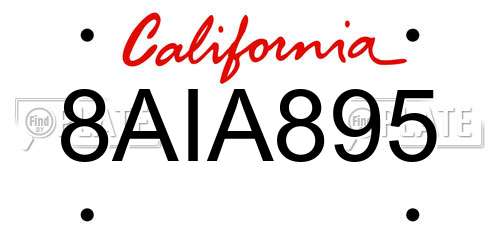 8AIA895 California License Plate