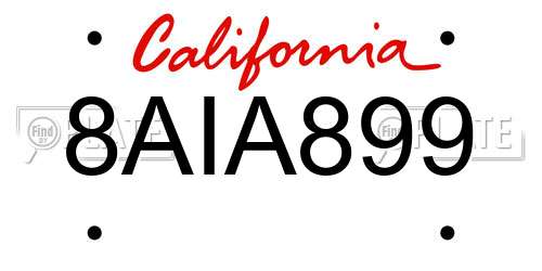 8AIA899 California License Plate