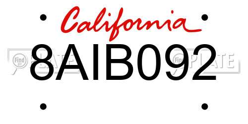 8AIB092 California License Plate