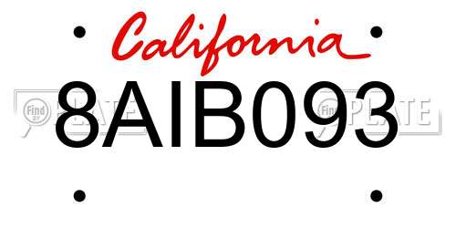 8AIB093 California License Plate