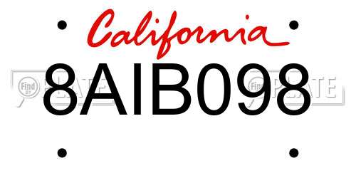 8AIB098 California License Plate
