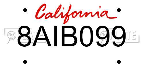 8AIB099 California License Plate