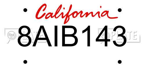 8AIB143 California License Plate