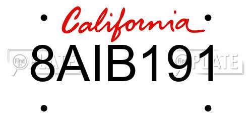 8AIB191 California License Plate