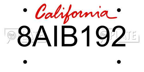 8AIB192 California License Plate