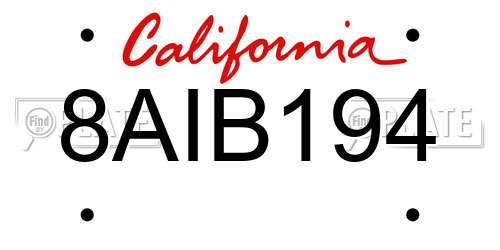 8AIB194 California License Plate