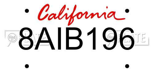 8AIB196 California License Plate