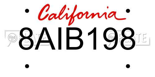 8AIB198 California License Plate