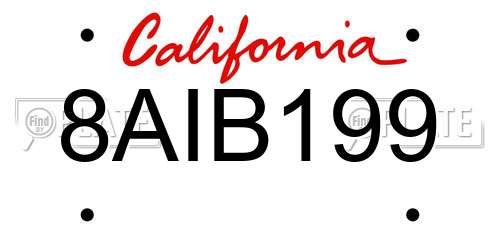 8AIB199 California License Plate