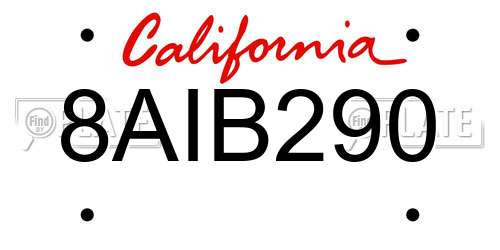 8AIB290 California License Plate