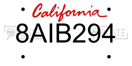 8AIB294 California License Plate