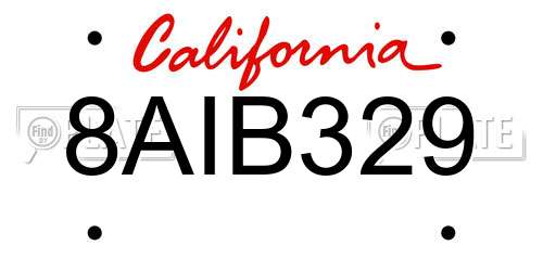 8AIB329 California License Plate