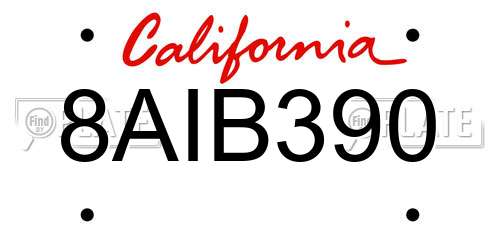 8AIB390 California License Plate