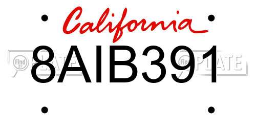 8AIB391 California License Plate