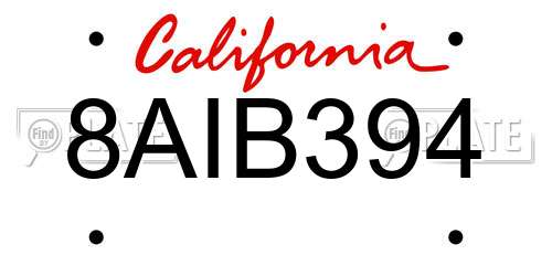 8AIB394 California License Plate