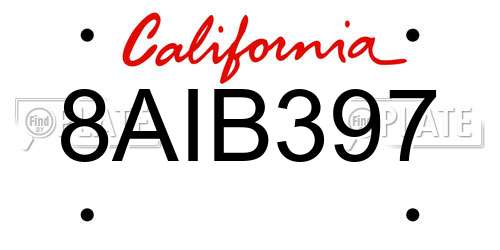 8AIB397 California License Plate