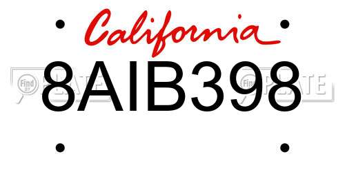 8AIB398 California License Plate