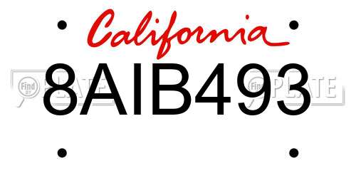 8AIB493 California License Plate