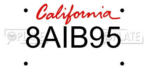 8AIB95 California License Plate