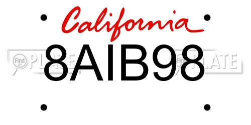 8AIB98 California License Plate