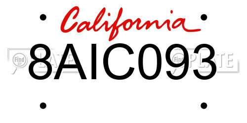 8AIC093 California License Plate