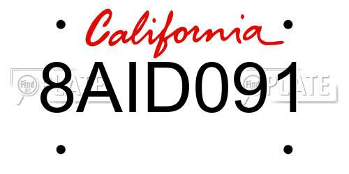 8AID091 California License Plate